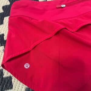 Women’s Lululemon Athletic Shorts- speed ups. Red. Sz 10. Excellent condition